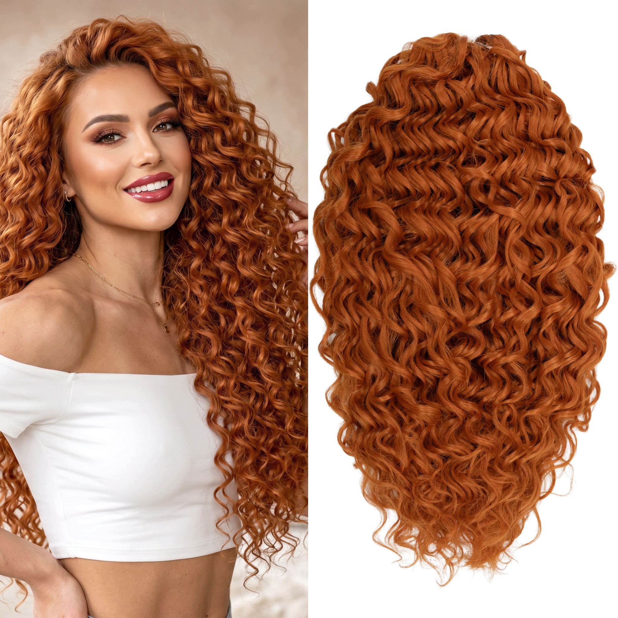Włosy syntetyczne sztuczne Afroloki Jessica Pro 20" 50cm 300g ciepły rudy