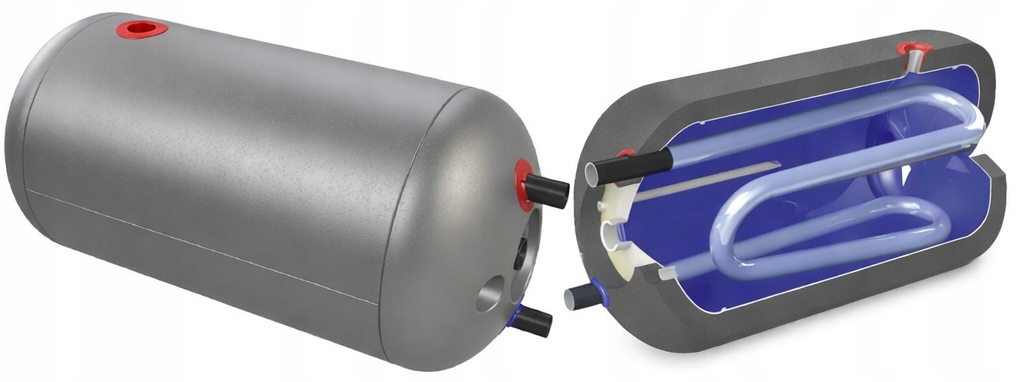 Bojler poziomy wymiennik Cwu 120 L podwójna wężownica Elektromet Wgj-g Max