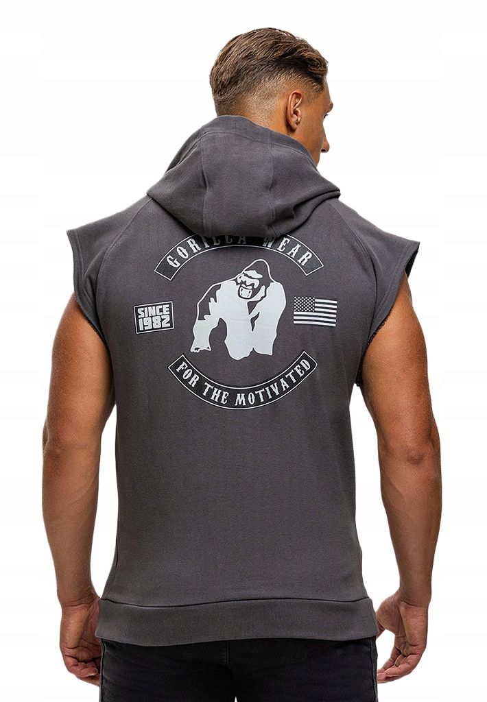 Bezrękawnik treningowy na siłownie sportowy z kapturem Huntley Gorilla Wear