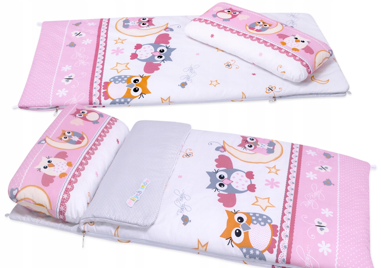 

Śpiwór Bobo 155x70 cm duży śpiworek Różowe Sowy