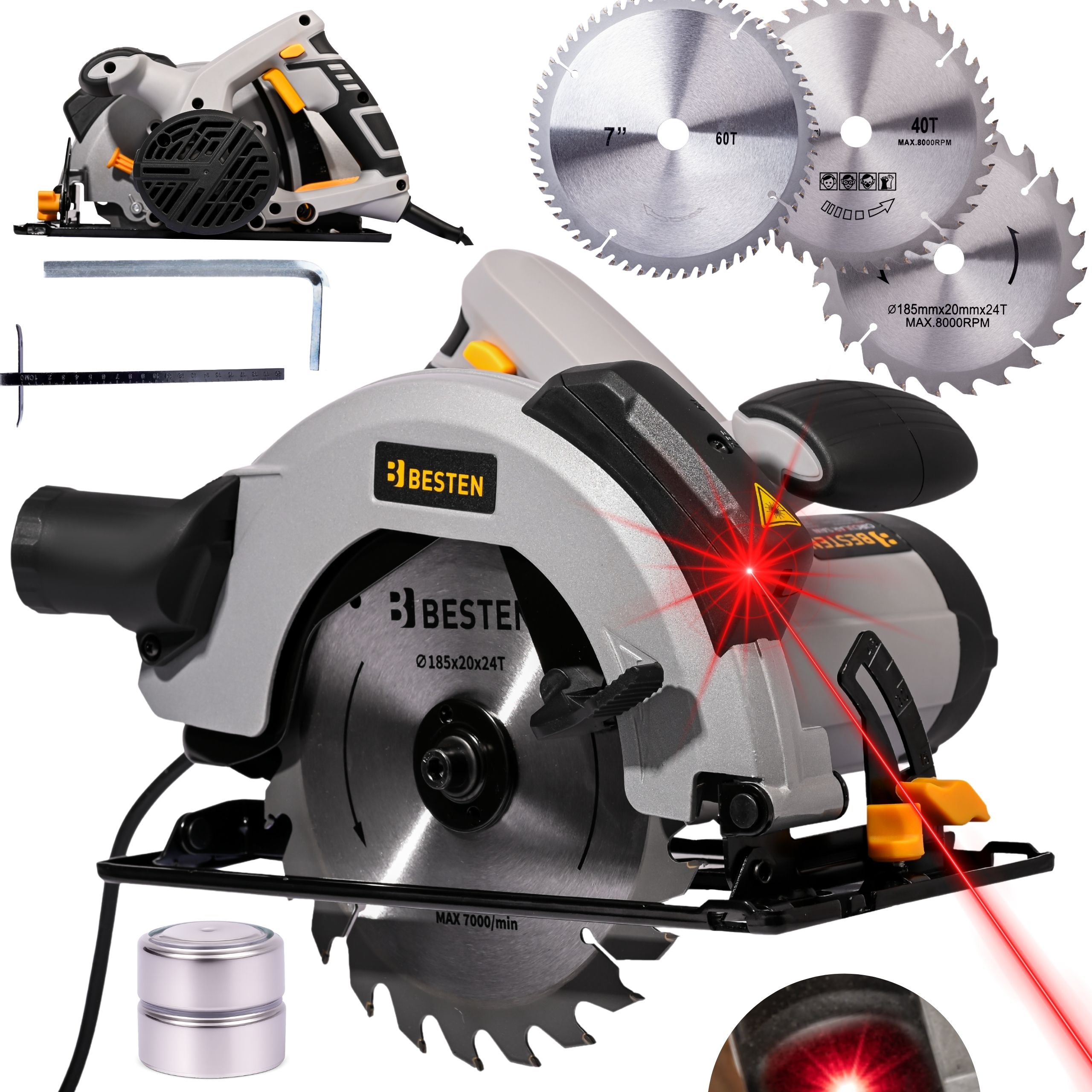 Piła stołowa Pilarka Tarczowa Krajzega Ręczna Do Drewna Z Laserem 2000W