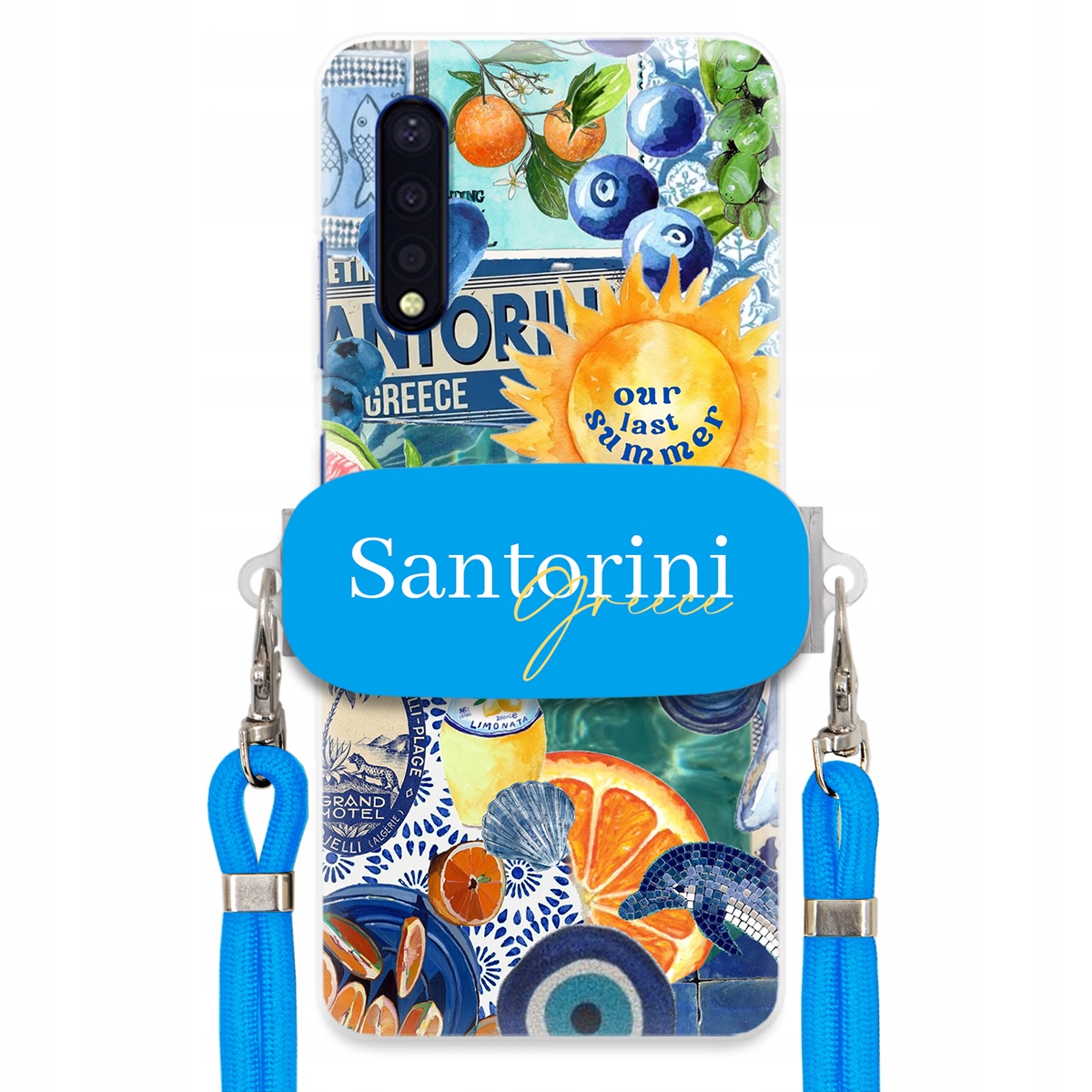Puzdro pre Samsung A41s Modré Crossbody vodítko držiak Santorini Sea Vibes
