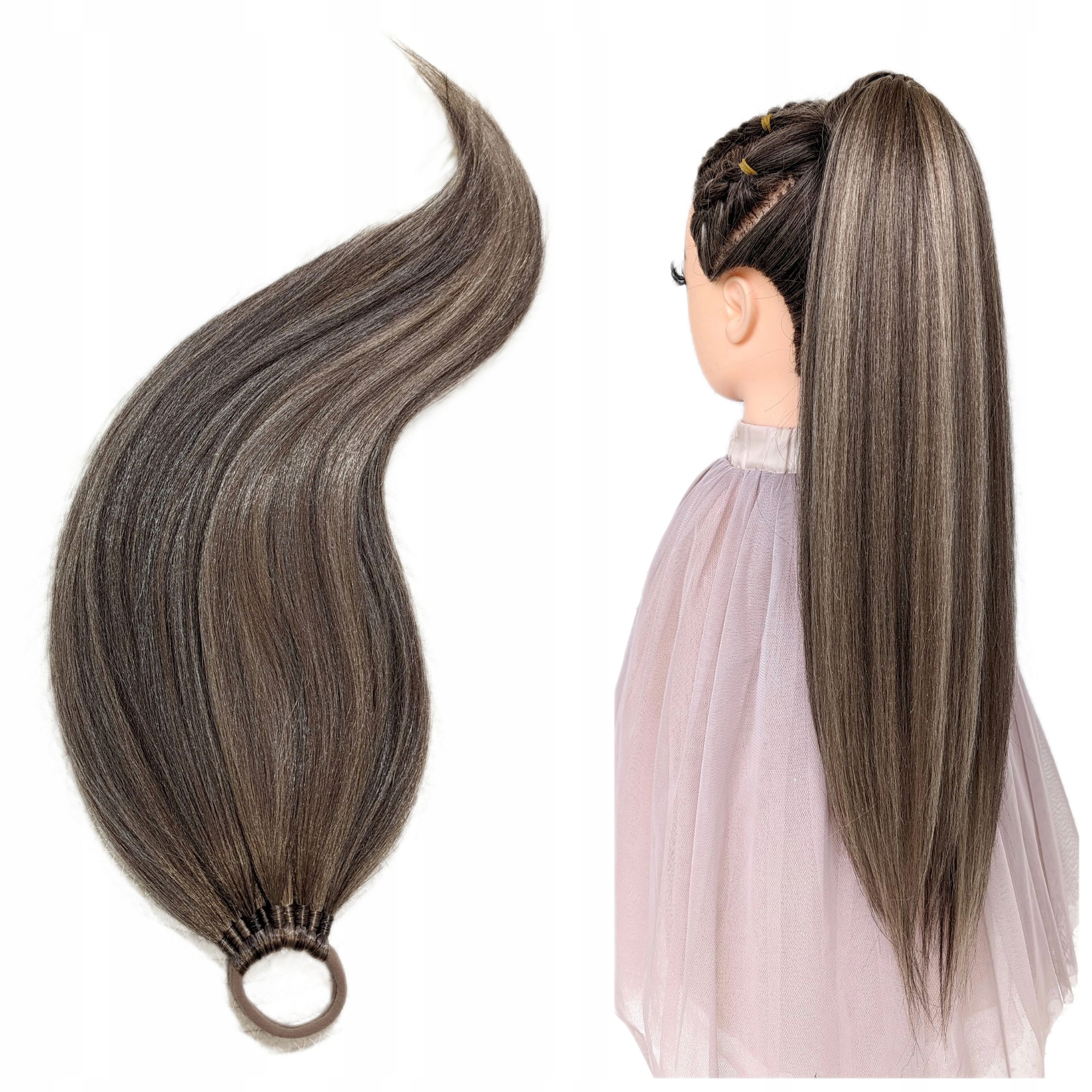 Připínací poník na gumičce, Příčesek, hnědá, Ořechová Šatka, 60 cm