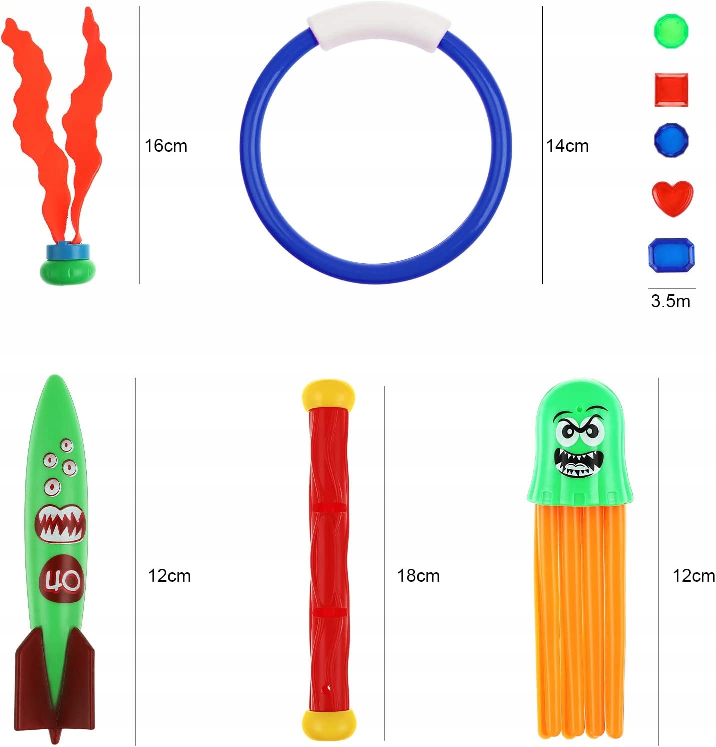 26SZT ZABAWKI DO WODY BASENU ZESTAW DO NURKOWANIA LATO Z MEDUZY I RAKIETA EAN (GTIN) 0657834601516