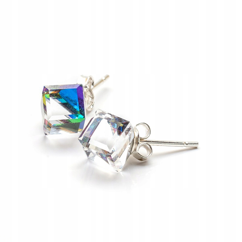 

Srebrne Kolczyki 925 z kr. Swarovski Cube 6mm VM