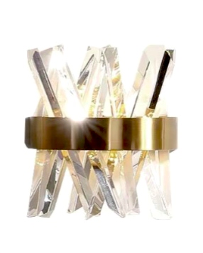 Nástěnná lampa Křišťálové svítidlo Amsterdam Crystal Prisms 30 cm Zlatá 2xE14