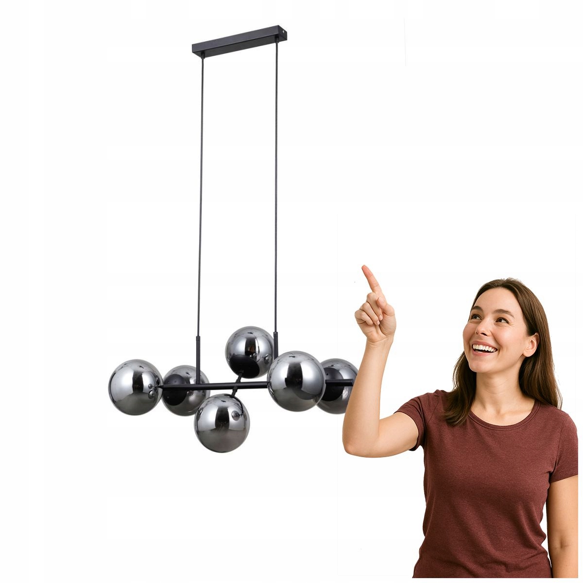 Moderní černá závěsná lampa Molite Led 6xE14 Italux