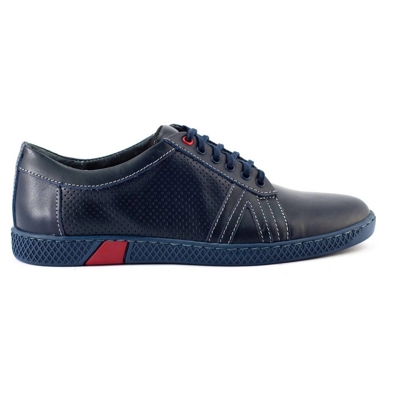 Pánské kožené šněrovací boty Sport Style Polské 910 tmavě modré 43