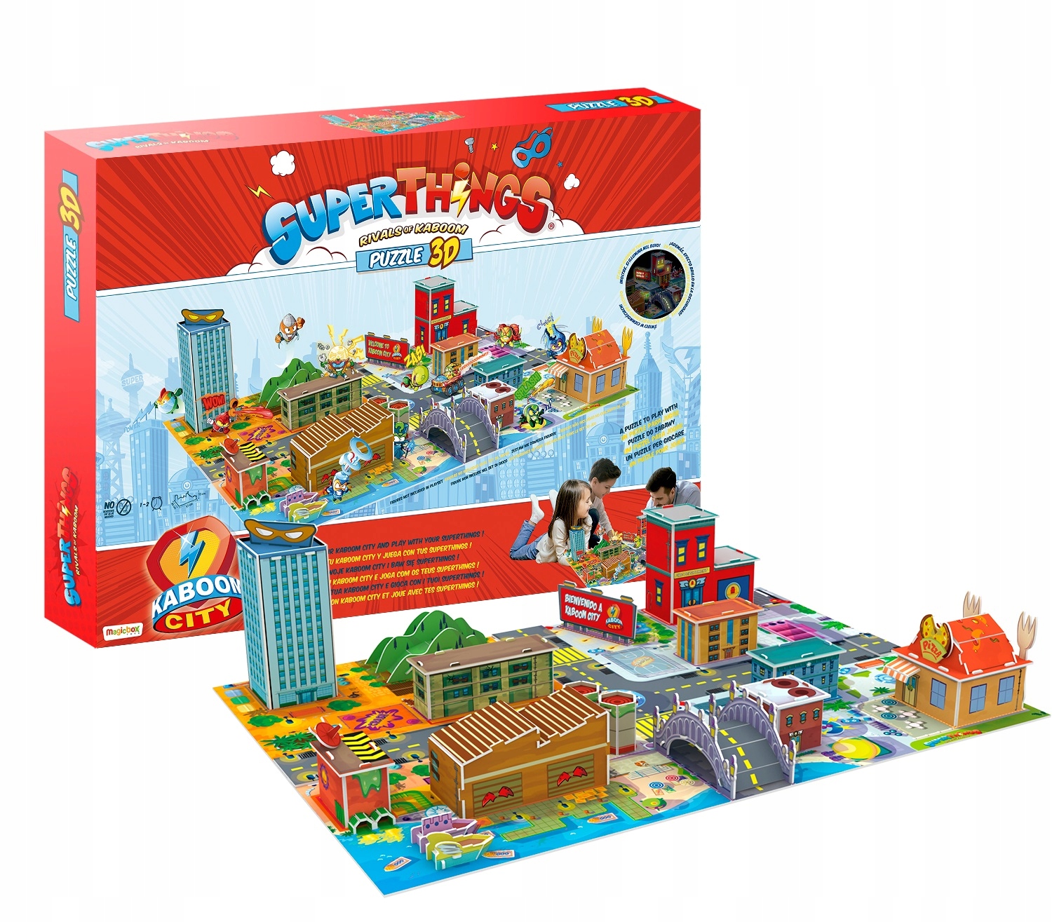 Super Things Super Zings Kaboom City Magic Box Puzzle 3D PLANSZA MIASTA