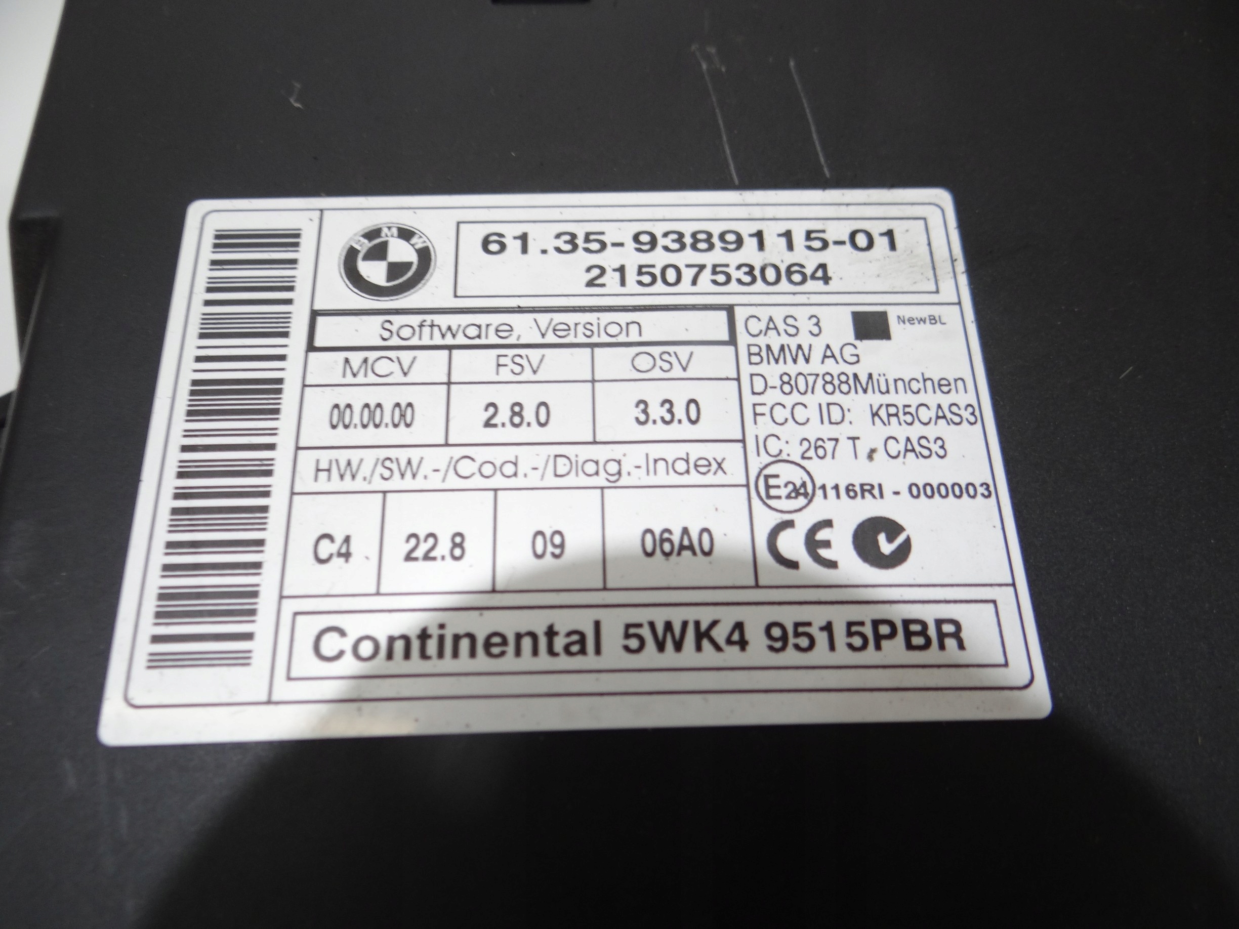 module control unit KOMFORTU CAS BMW X1 E84 LCI 9389115