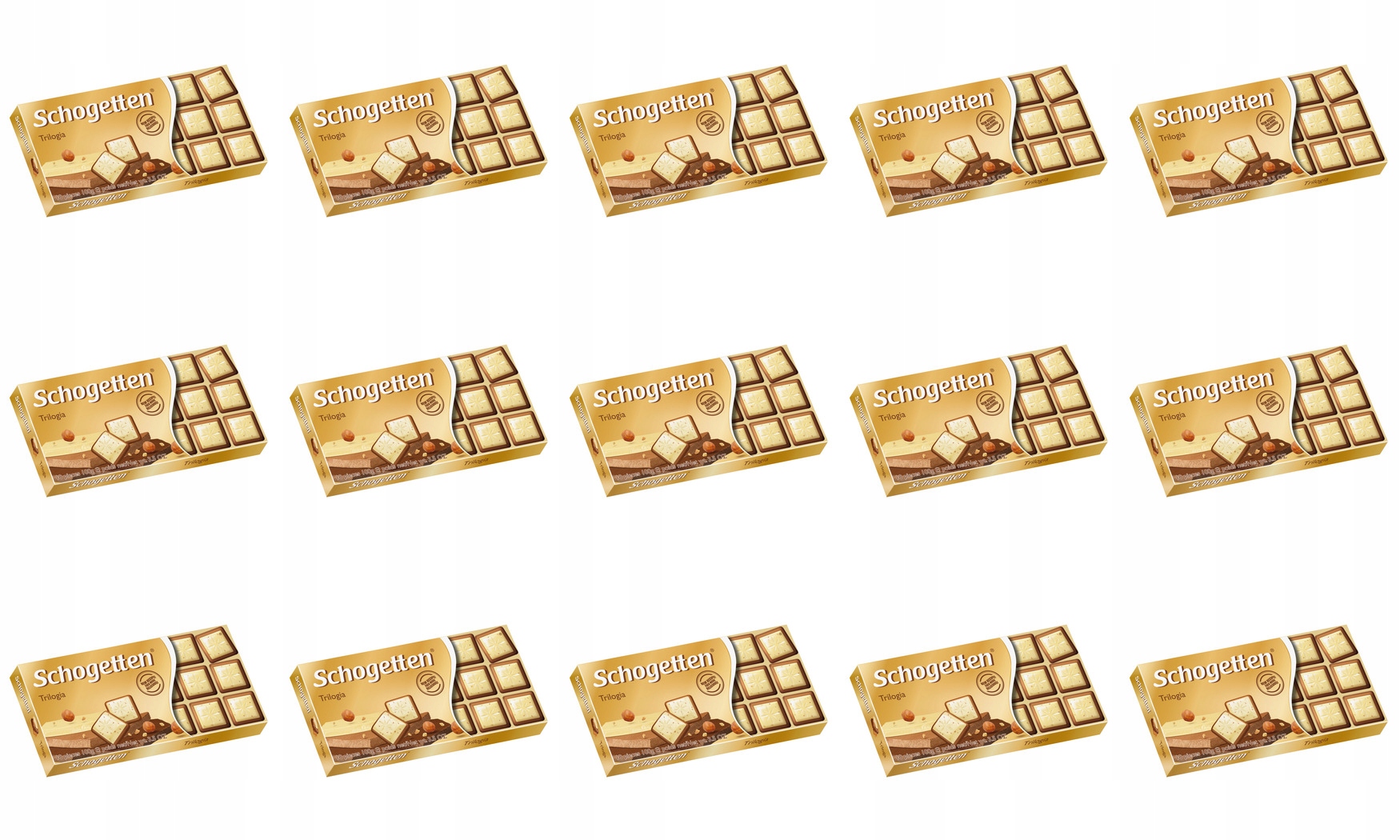 15x 100g Schogetten Czekolada Biała i Mleczna Trilogia Noisettes Karton