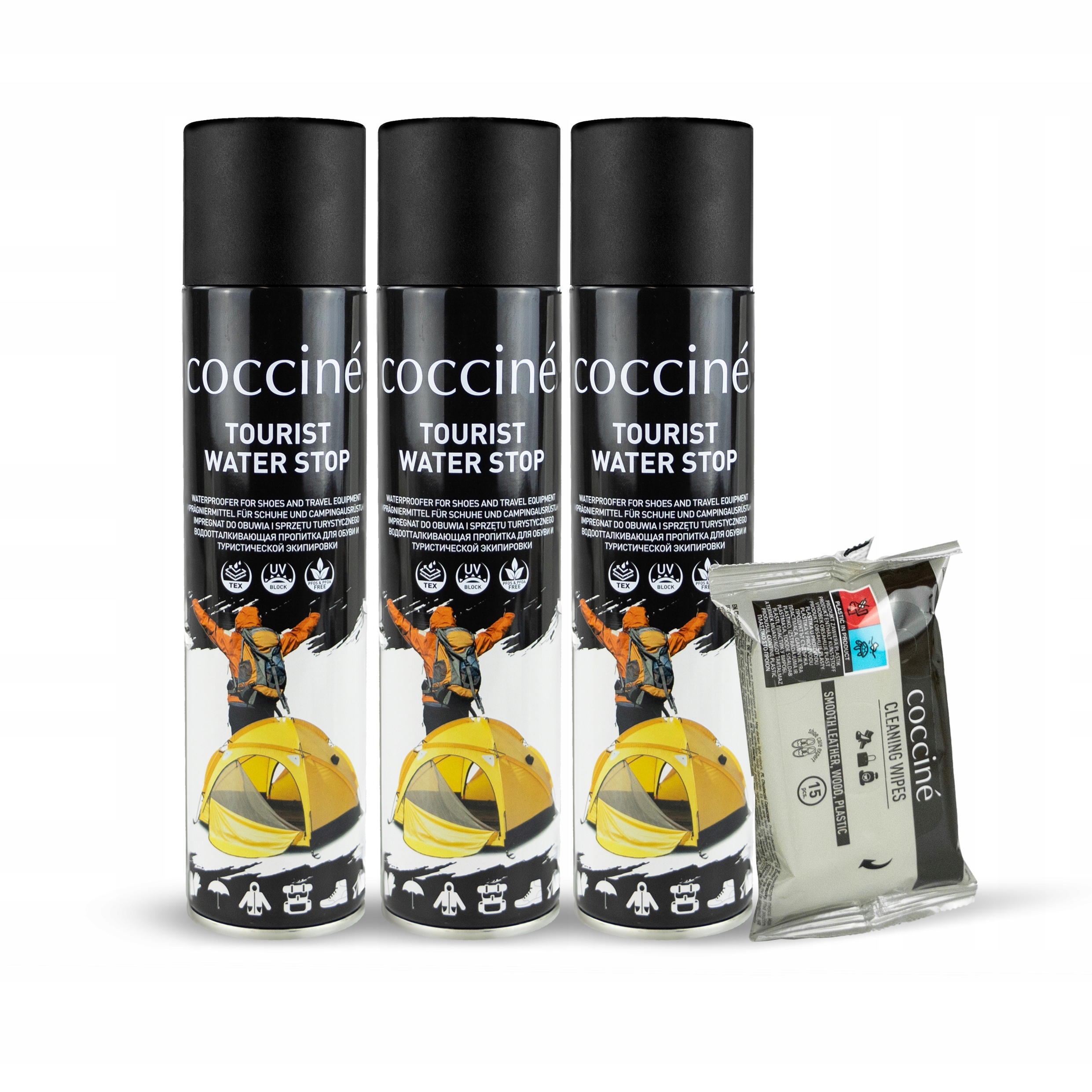 Coccine Zestaw 3X Impregnat Skuteczny Uniwersalny Chusteczki Czyszczące