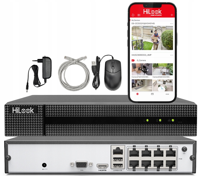 Ip rekordér 8xPoE Nvr 8 kanálů Poe 2K Aplikace HikConnect Hikvision