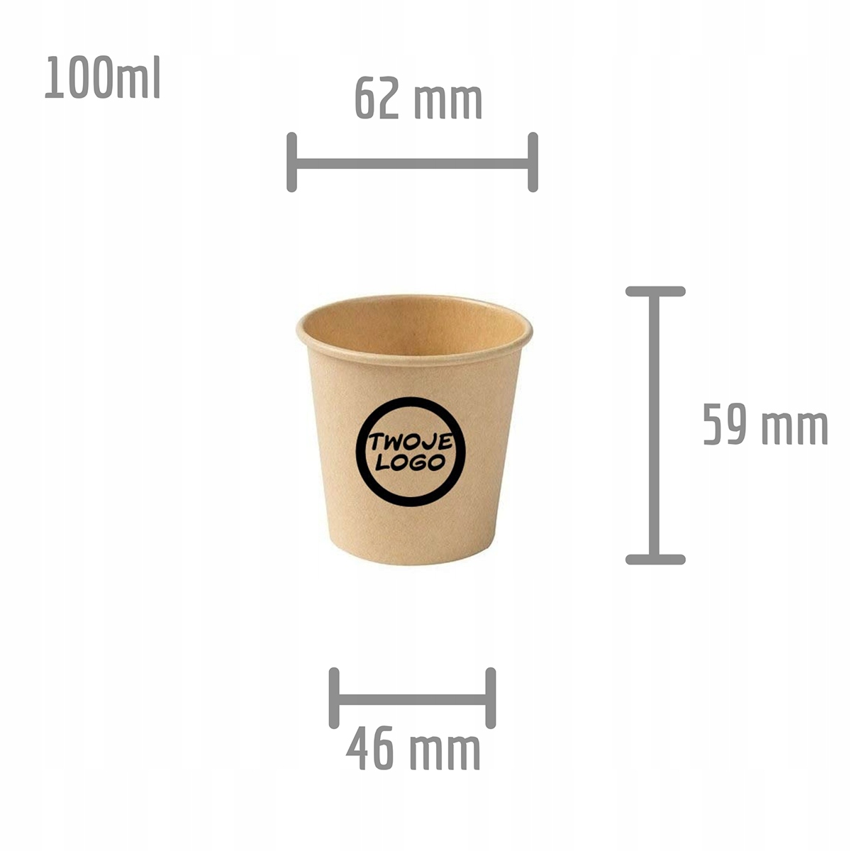 Papírové kelímky s potiskem 100 ml – 1000 kusů Eko, bez plastu