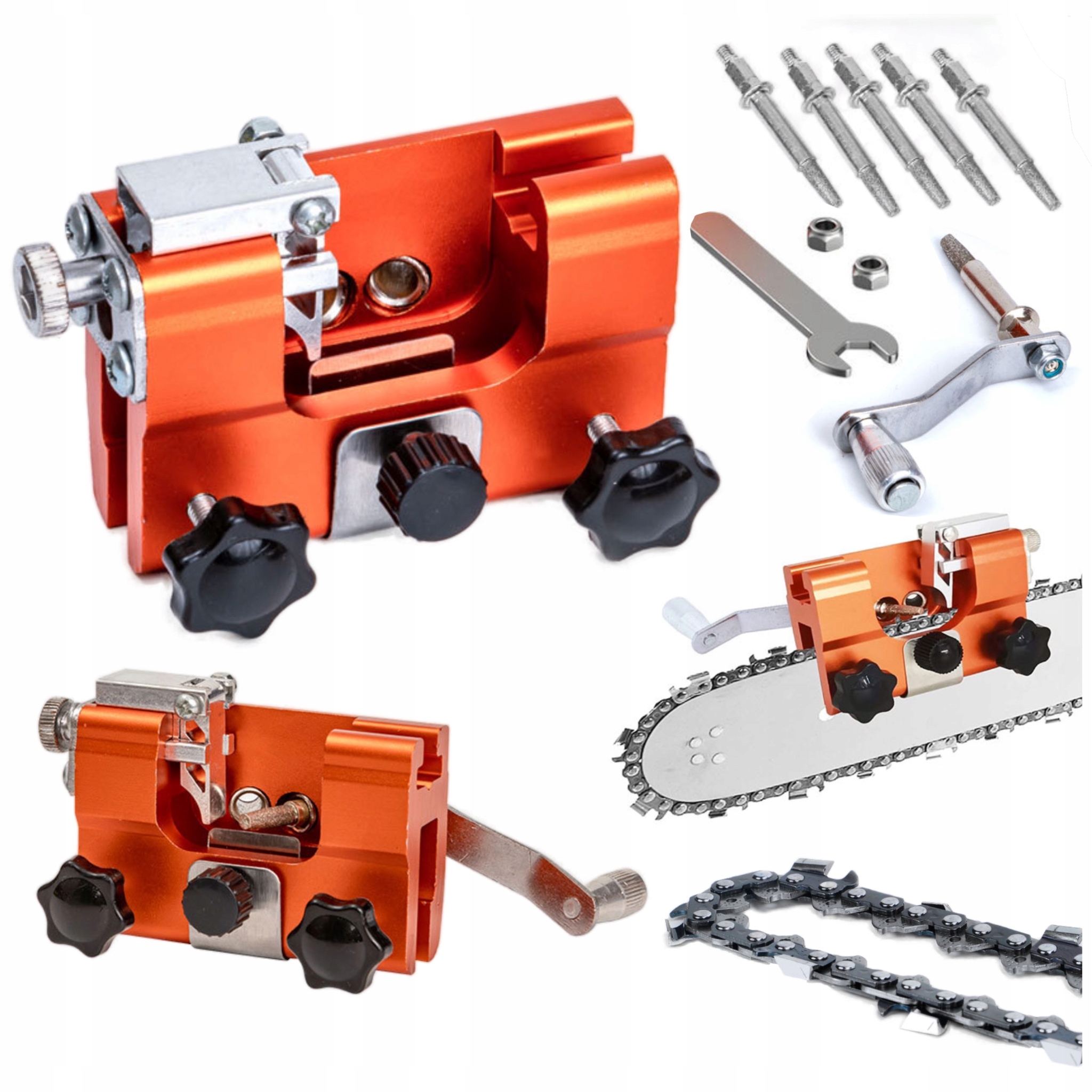 Ruční brousek na řetězy pro motorovou pilu, pilník, 5 brousků