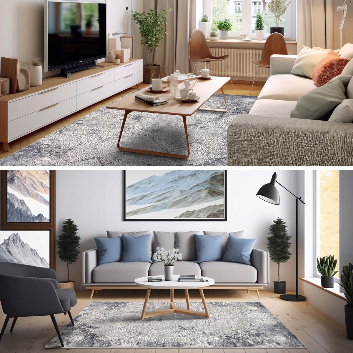 MODNY DYWAN KREMOWY SZARY VALENCIA NOWOCZESNY MIĘKKI DO SALONU 140x200 Szerokość produktu 140 cm