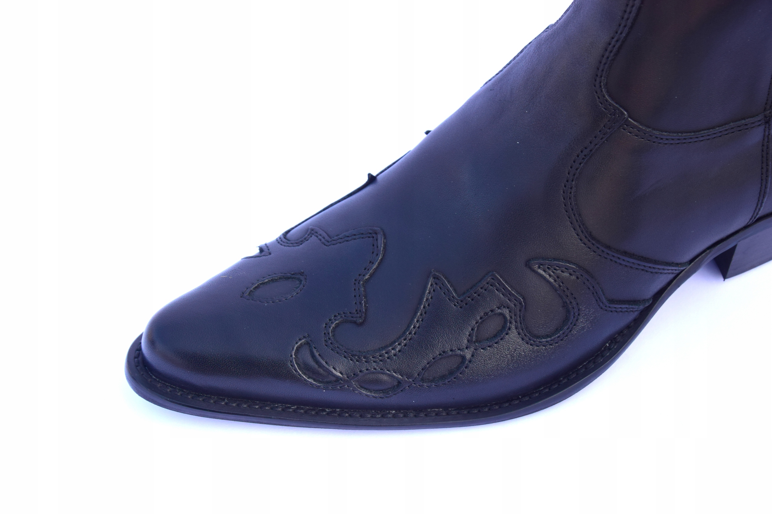 CZARNE MĘSKIE KOWBOJKI SKÓRZANE Z ZASUWAKIEM WEST Ocieplenie nie