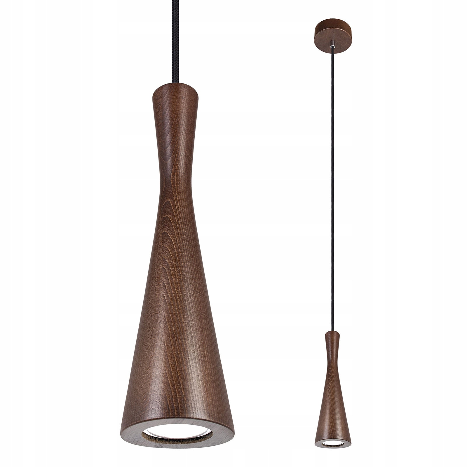 

Lampa Wisząca Vegas Orzech Drewniana Czarny Zwis