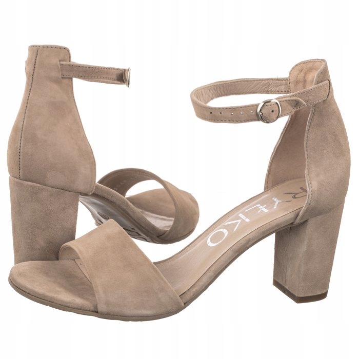 Boty Sandály Kožené na Podpatku Dámské Ryłko Béžové 7NBL9_T8