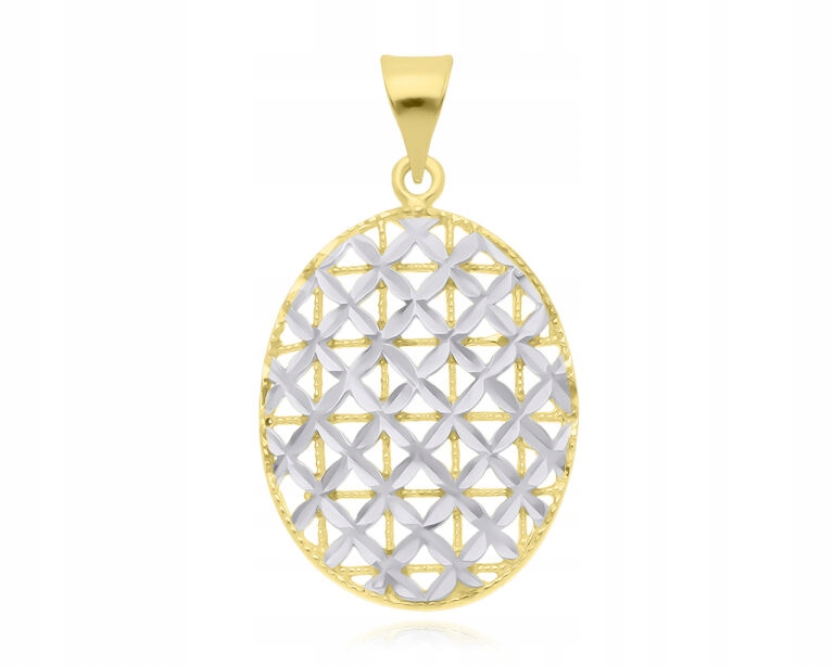 Zlatý dámský lesklý diamantový přívěsek, dvě barvy, zlato, pr. 585