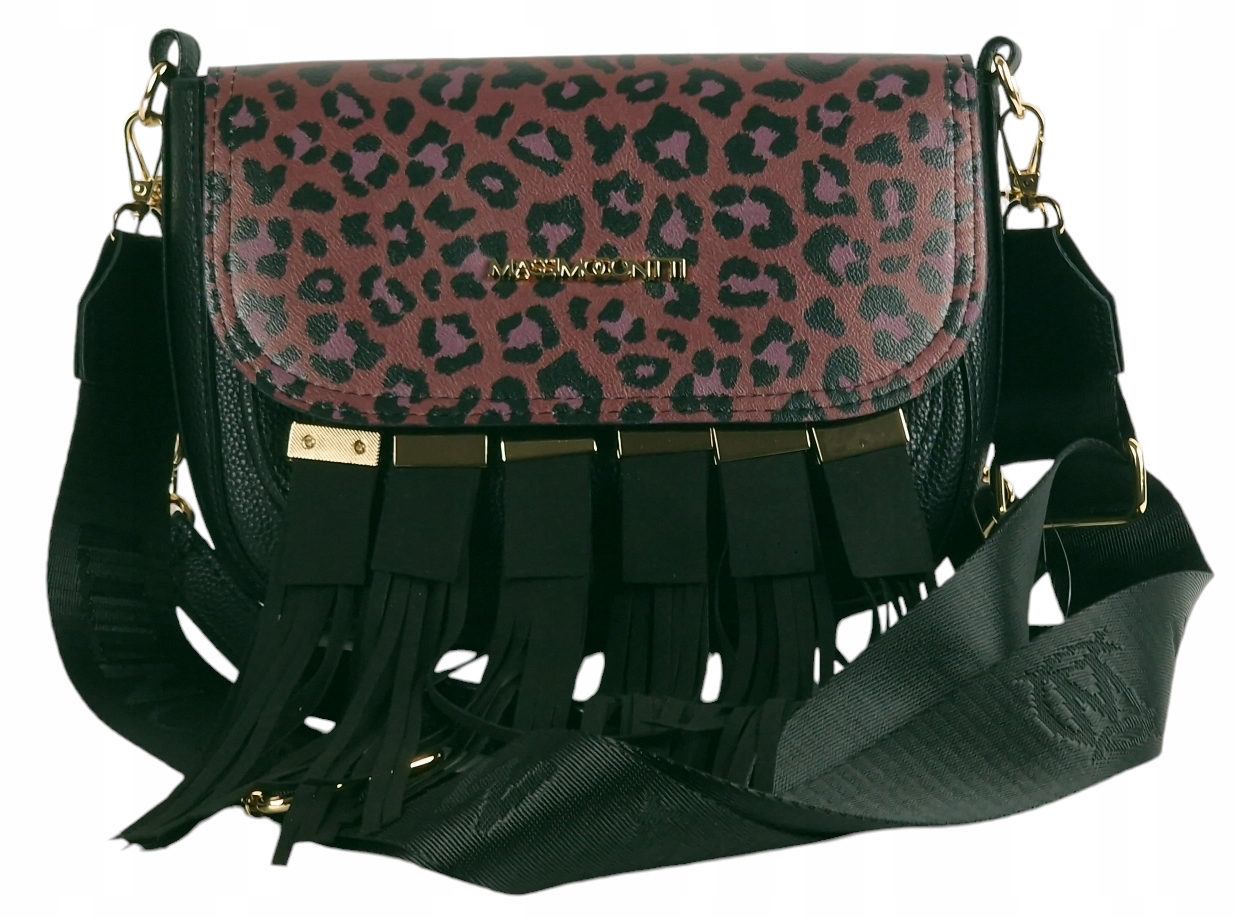 Massimo Contti kabelka přes rameno eko kůže černá s třásněmi