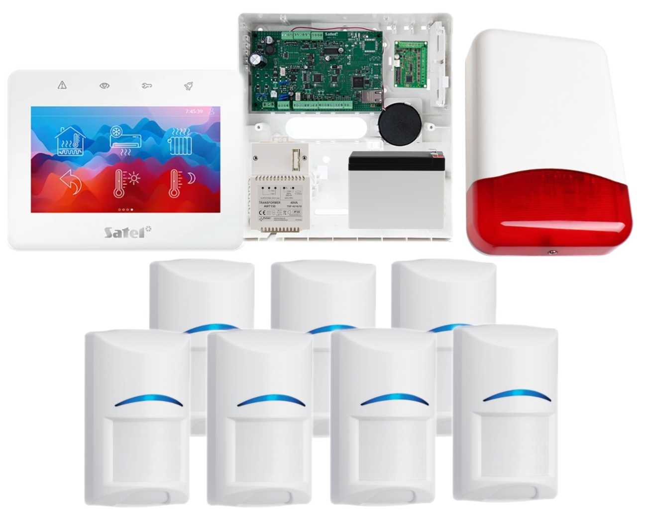 System Alarmowy Gsm Lan Sms Satel Versa Ip Panel Dotykowy 7 Czujek Syrena