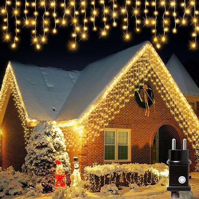KIMUWOTE KURTYNA ŚWIETLNA Z TIMEREM IP44 WODOODPORNA ZEWNĘTRZNA 10M 400LED — miniatura 8