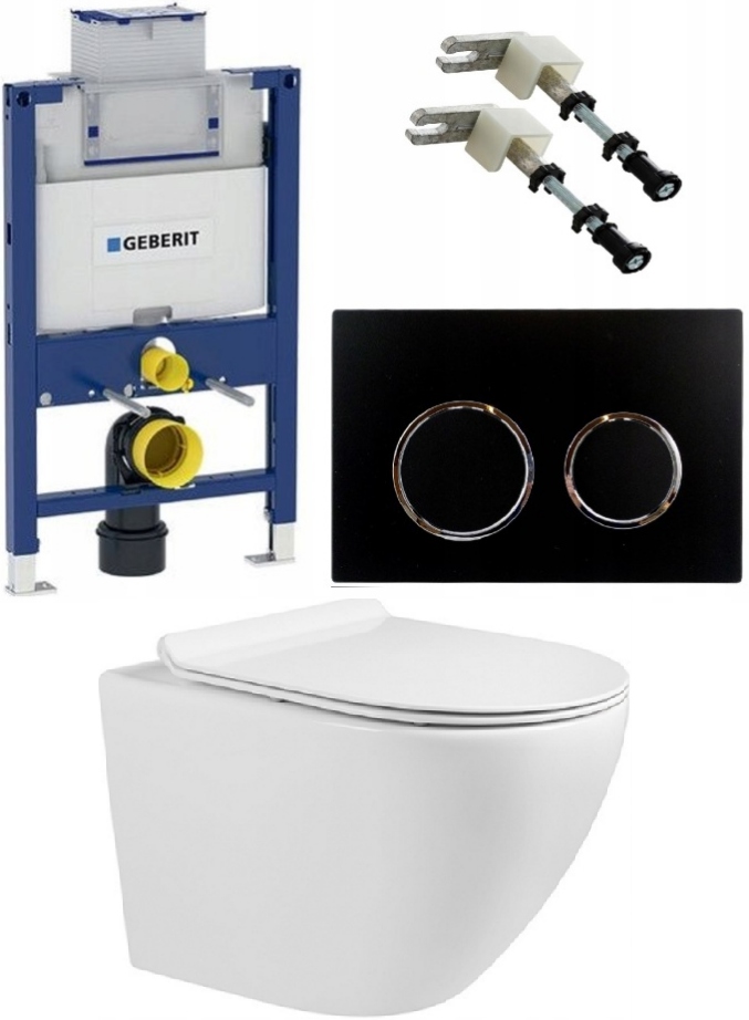 Stelaż Geberit Duofix Omega 82cm miska tornado wc deska przycisk czarny