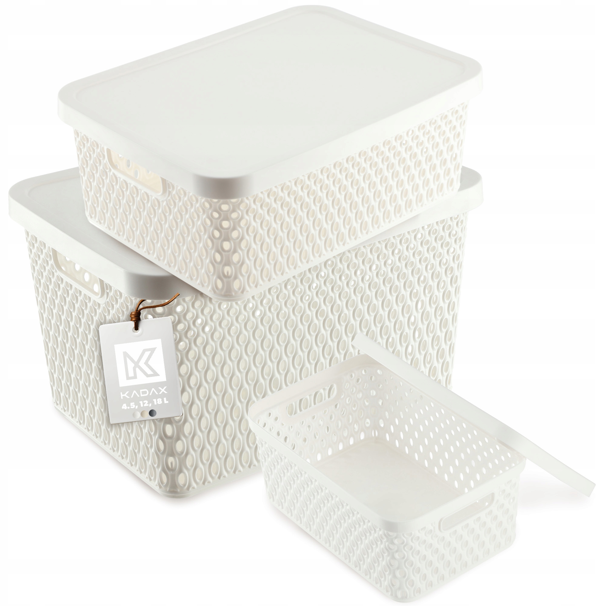 Sada Košíků S Víkem Krabička Organizer 4,5L+12L+18L