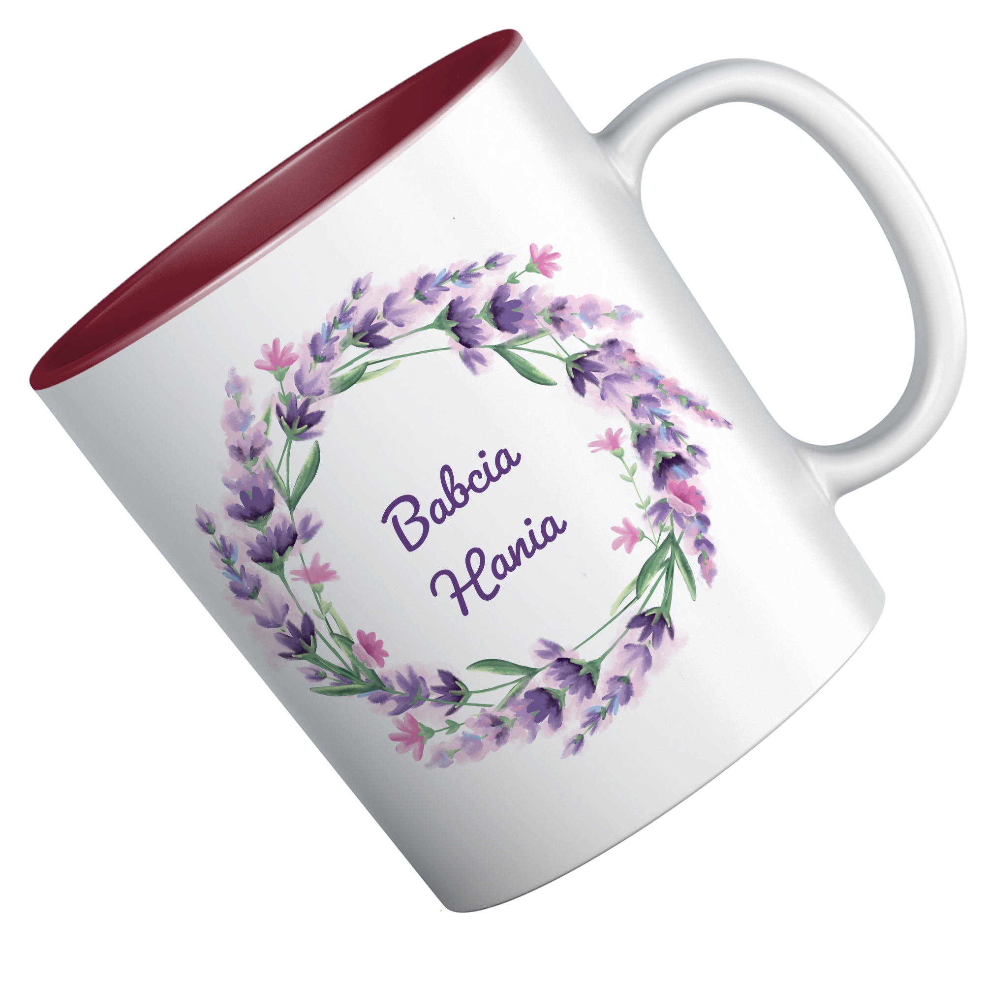 

na dzień babci, kubek z imieniem, lawendą