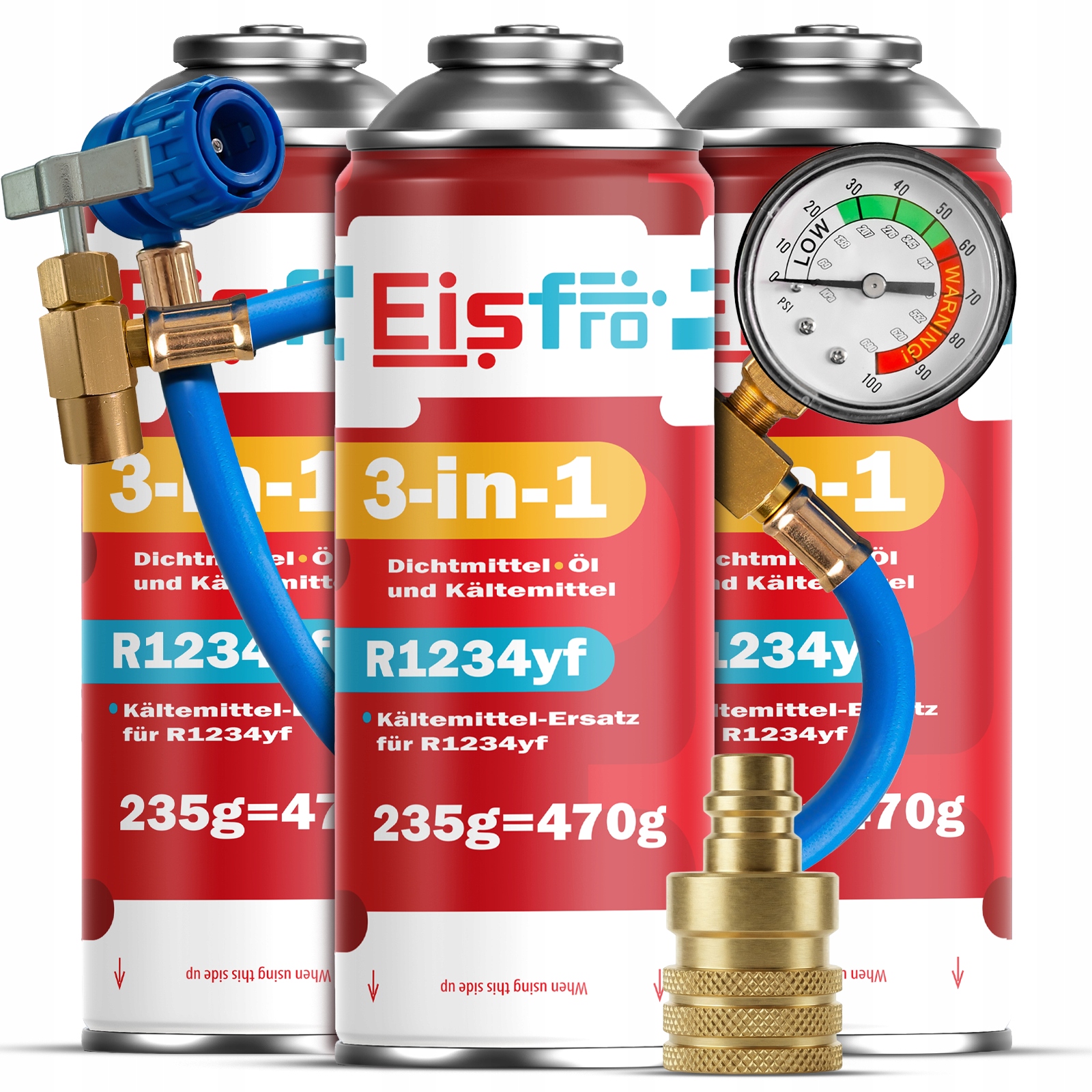 3x Gaz Pro Klimatizace R1234yf chladivo 3v1 Kabel Adaptér