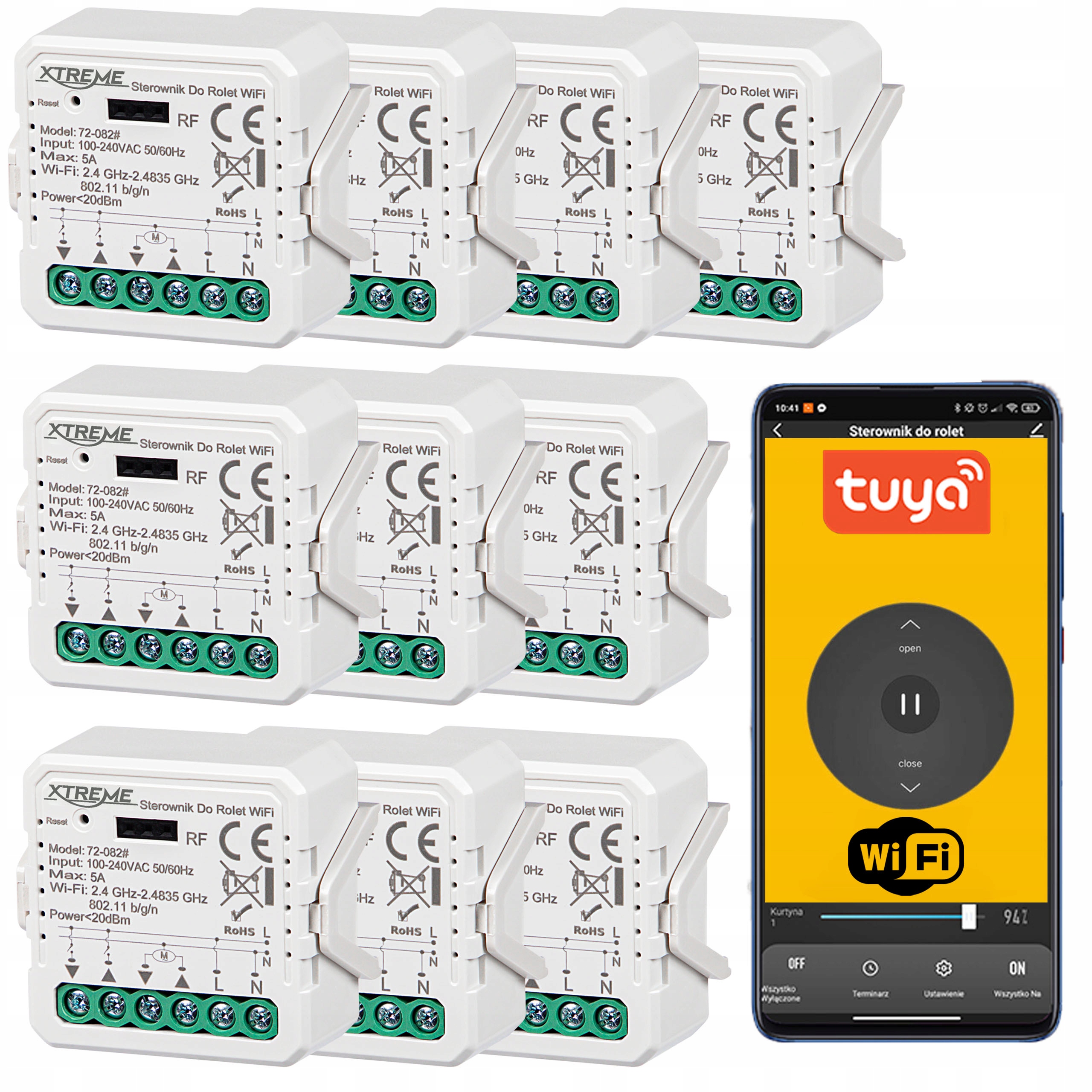 10 x Ovládač Xtreme Pre Rolety Tuya Wifi Relé Prepínač Home Smart