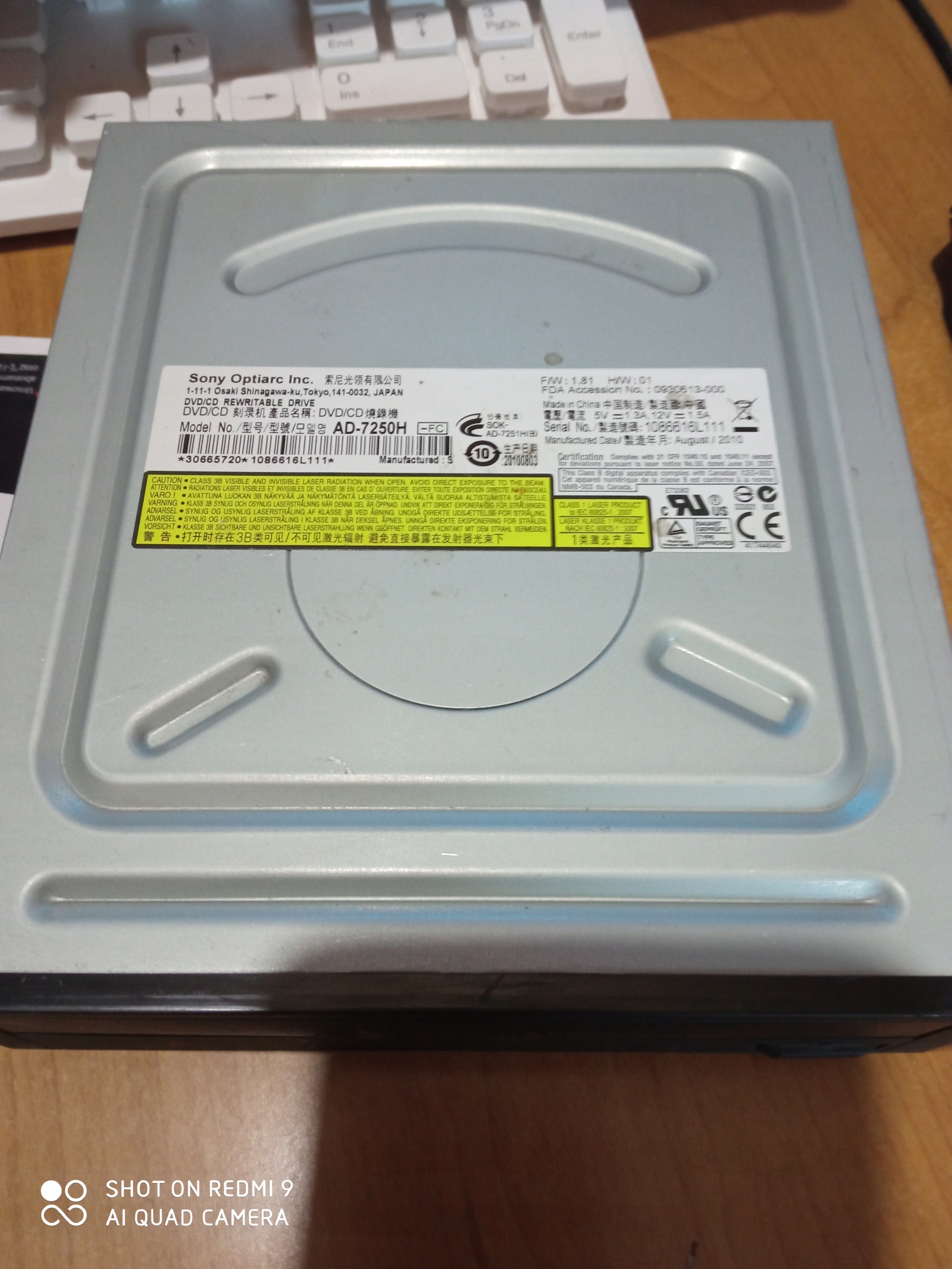 Nagrywarka DVD-RW Sony Optiarc ad-7250h SATA