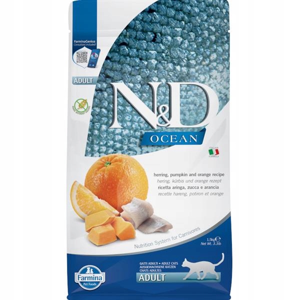 Levně Krmivo N&d Cat Ocean Herring, Pumpkin & Orange 1,5kg