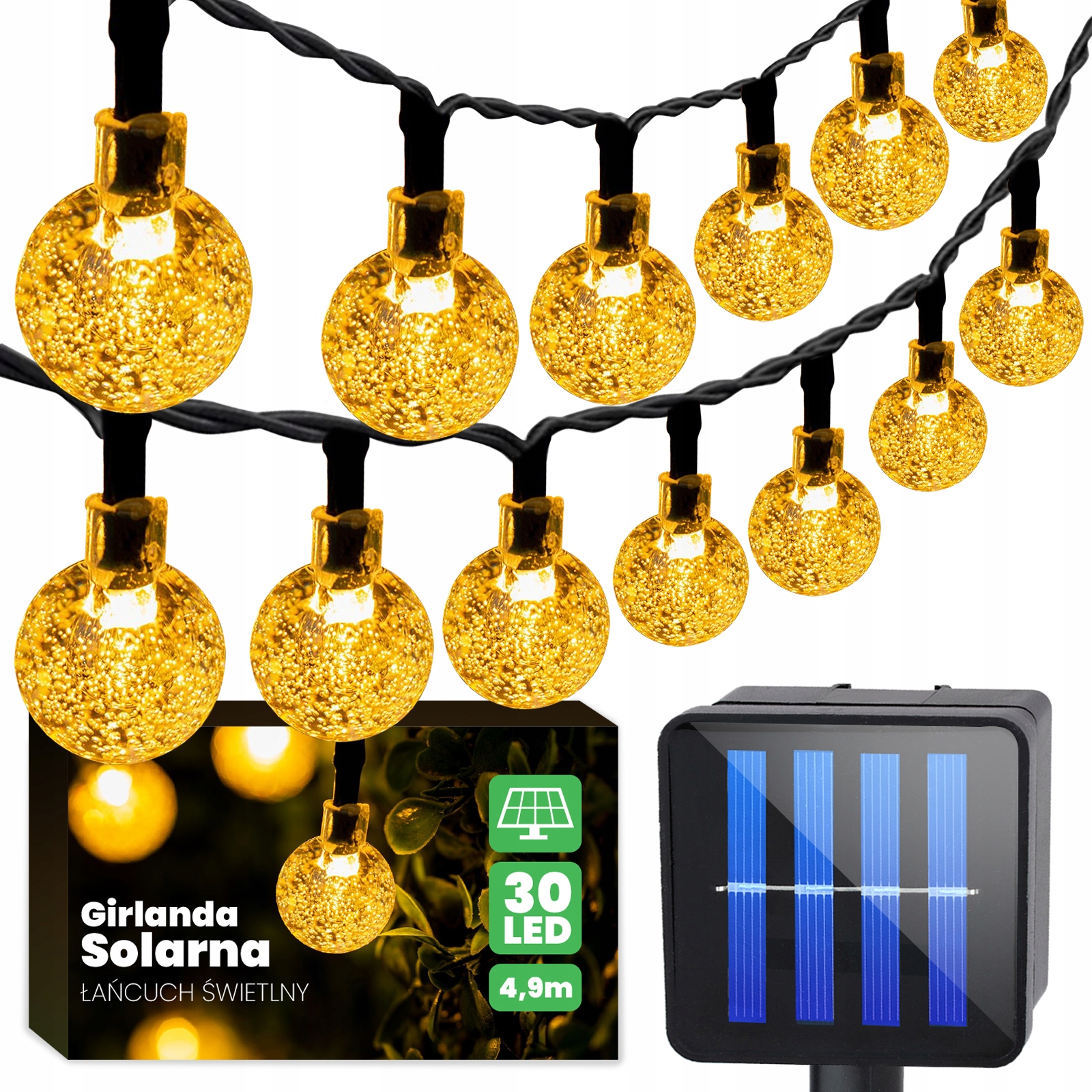 

Girlanda Solarna ogrodowa Świecące Kulki 30xLED