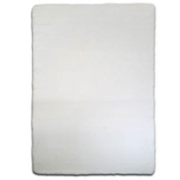 Plyšový bílý koberec s rabbitem, králičí kožíšek 120 x 160 cm