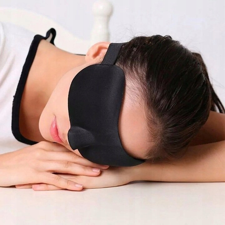 Akių kaukė miegui, 3D, šviesą blokuojanti, reguliuojama, kelionėms, juoda, saldžiam miegui nuotrauka 10