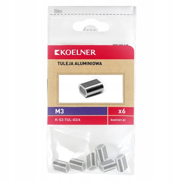 Tuleja aluminiowa do zaklepywania lin 3 mm 6 sztuk Koelner