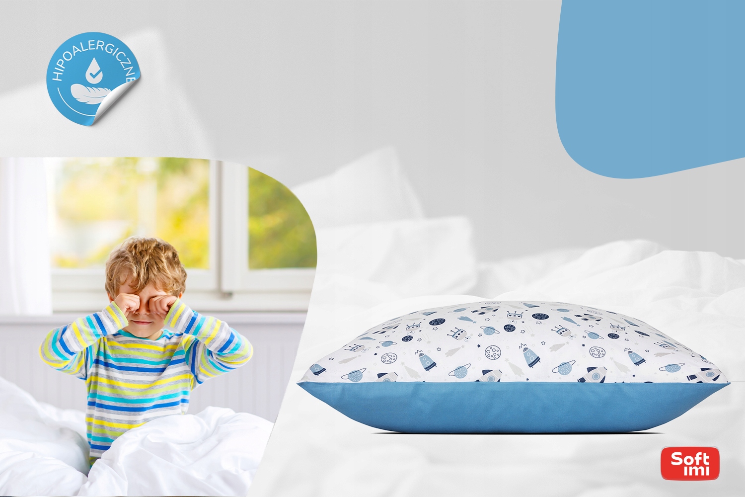POSZEWKA NA PODUSZKĘ DZIECIĘCA KOSMOS 40x60 Marka Softimi