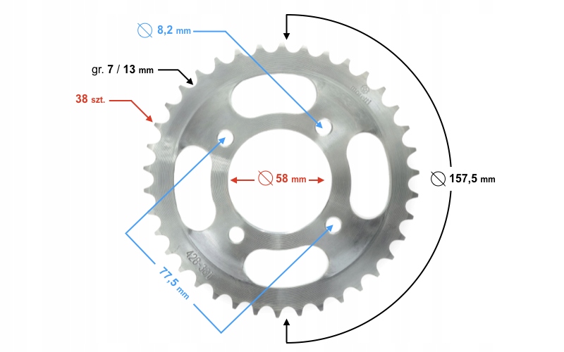 Zębatka tylna 38/428 Producent Moretti