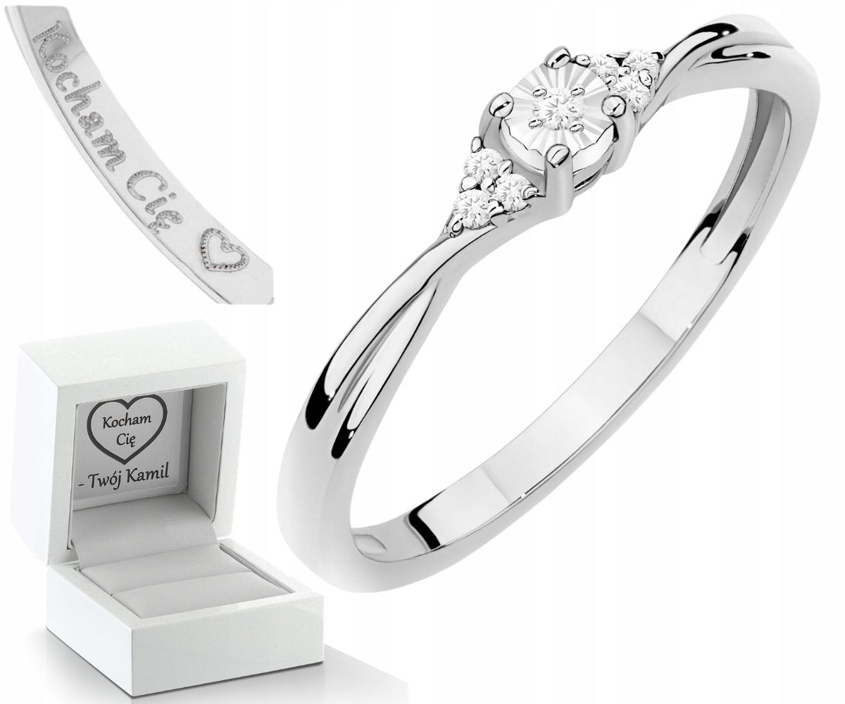 Bílý Zlatý Prstýnek S Brilianty Zlato 585 Dárek Gravírování
