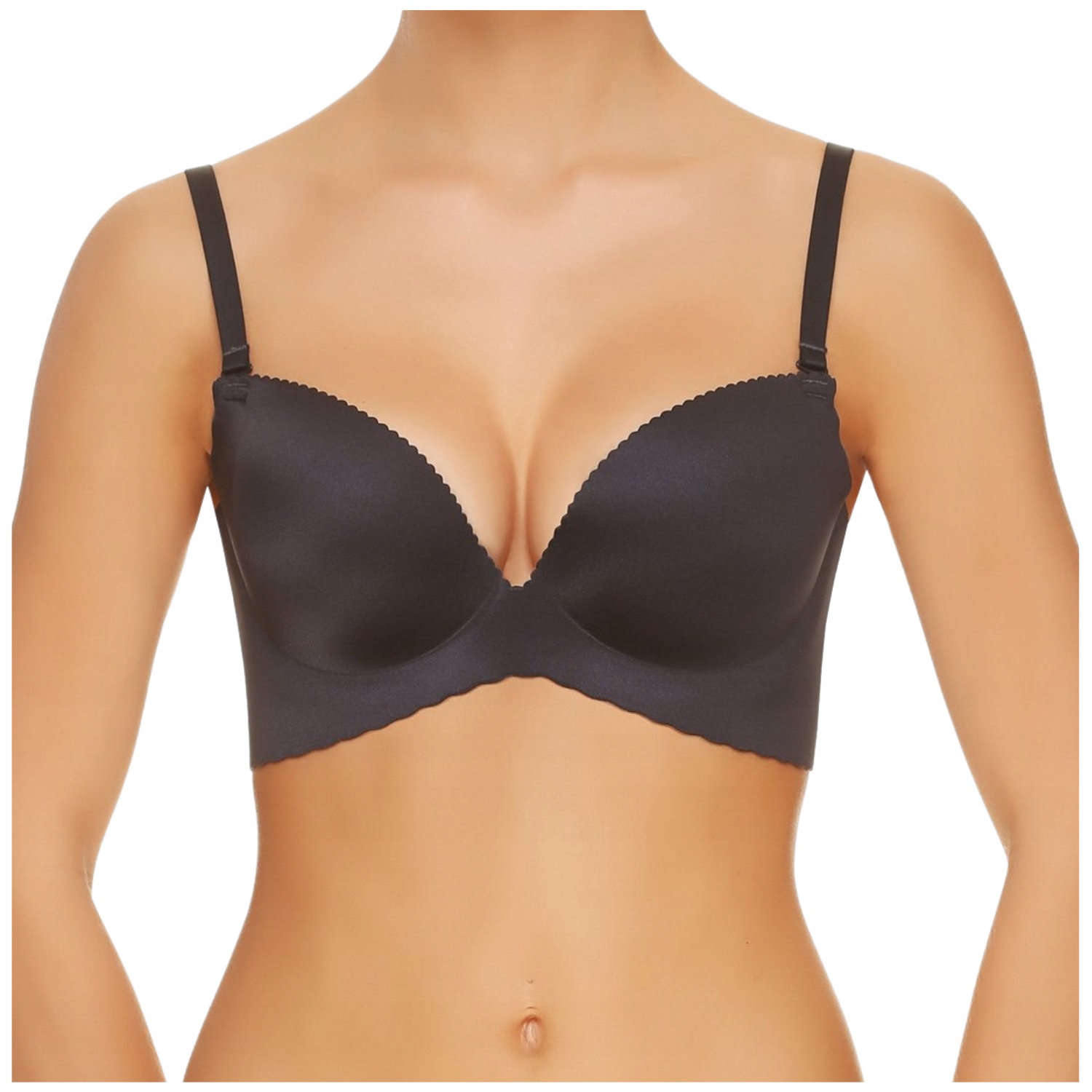 Podprsenka Push-Up zvětšuje černou bezešvou podprsenku Lauma Invisible 75D