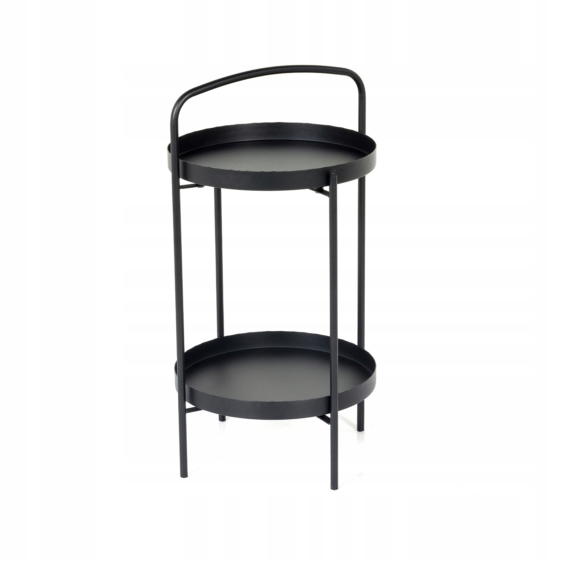 Černý Konferenční Stolek Do Obývacího Pokoje Na Balkon Doppio Meven Kulatý S Policí 40X70