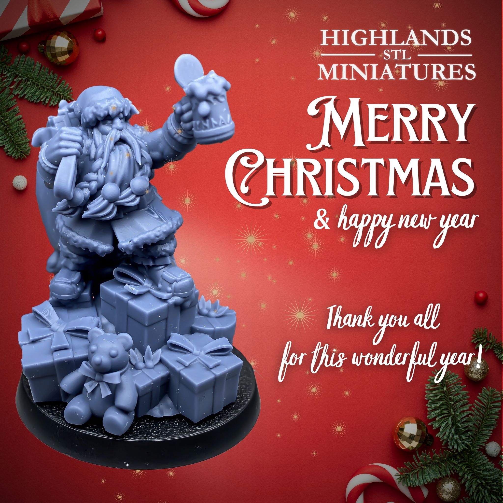 Christmas Santa Dwarf Highlands Miniatures
