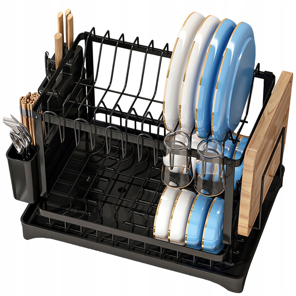 Levně Draining Rack S Odkapávacím Táckem Pro Příbory, Talíře A Šálky