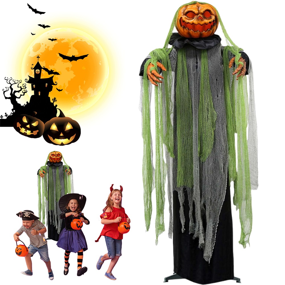 Halloweenská dekorace dýně, 188 cm, svítící, se senzorem