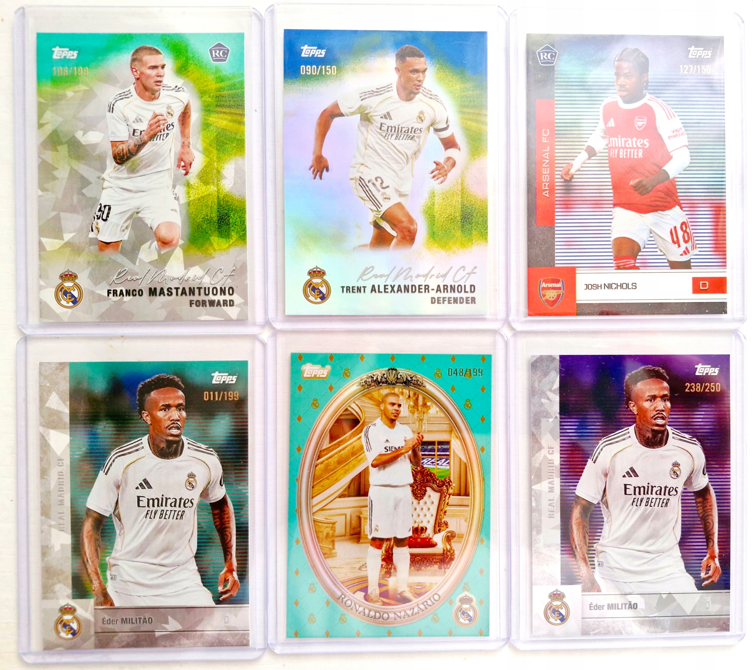 Zestaw 6 Kart Numerowanych Topps 2025/26 Real Madrid Arsenal Ronaldo