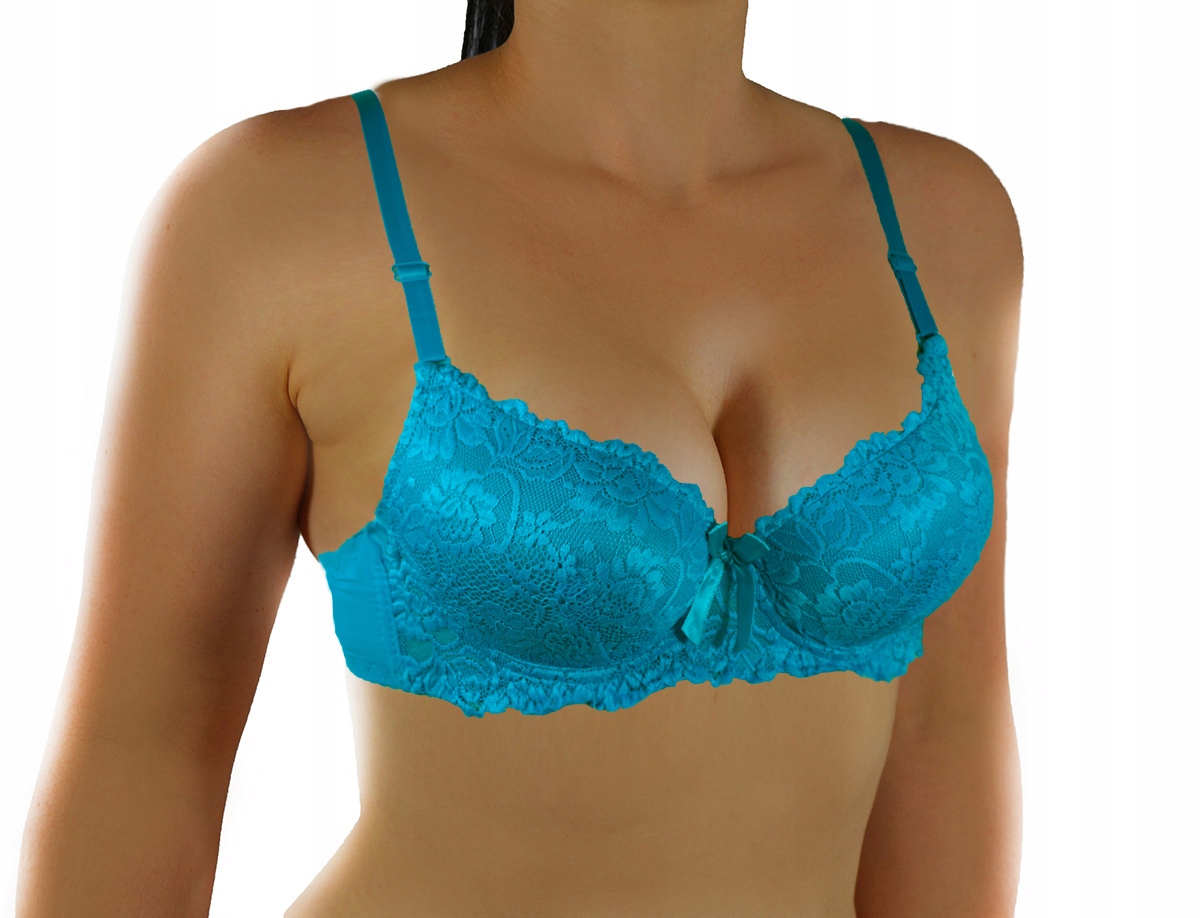 

Koronkowy mega push up Biustonosz B 70 morski