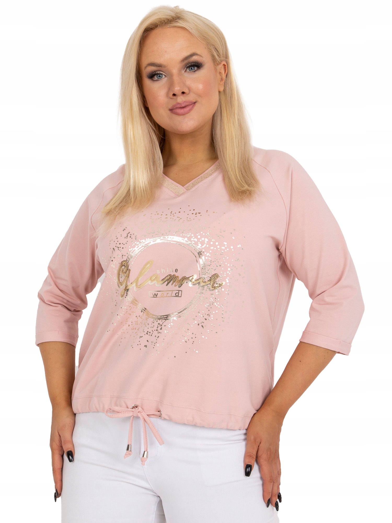 

Bluzka Damska plus size z dekoltem w serek cekiny