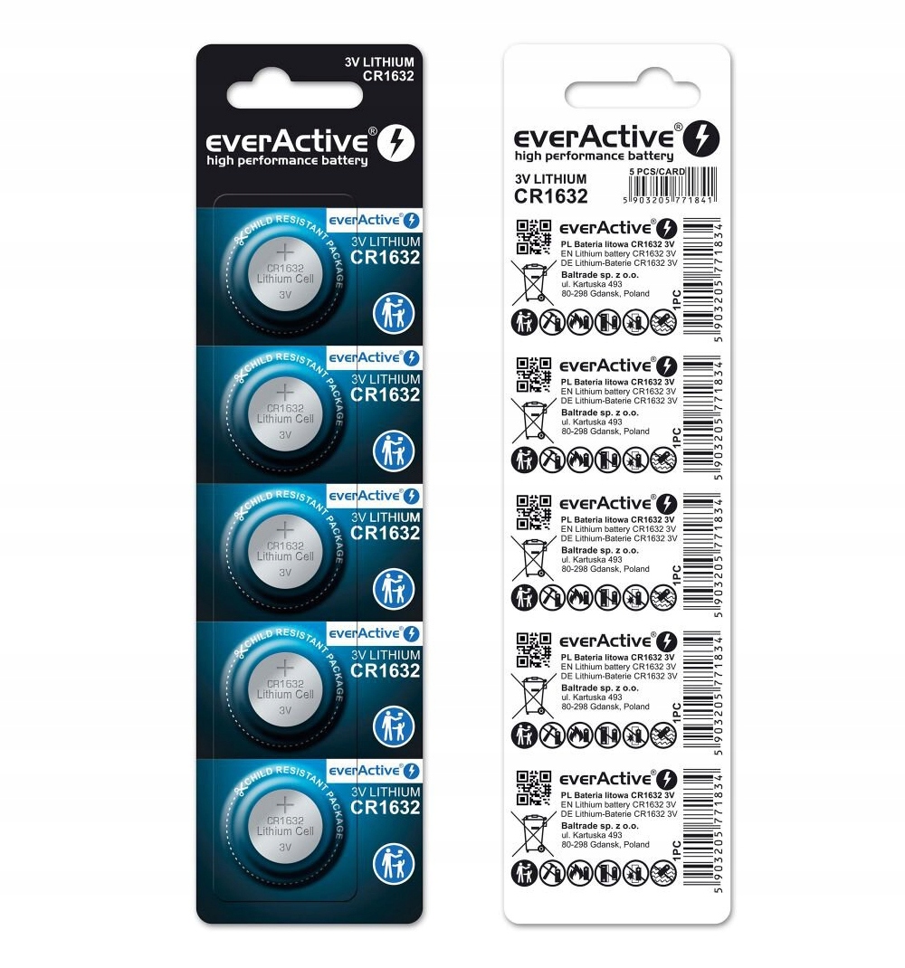 

Bateria CR1632 3V Litowa everActive Blister 5szt